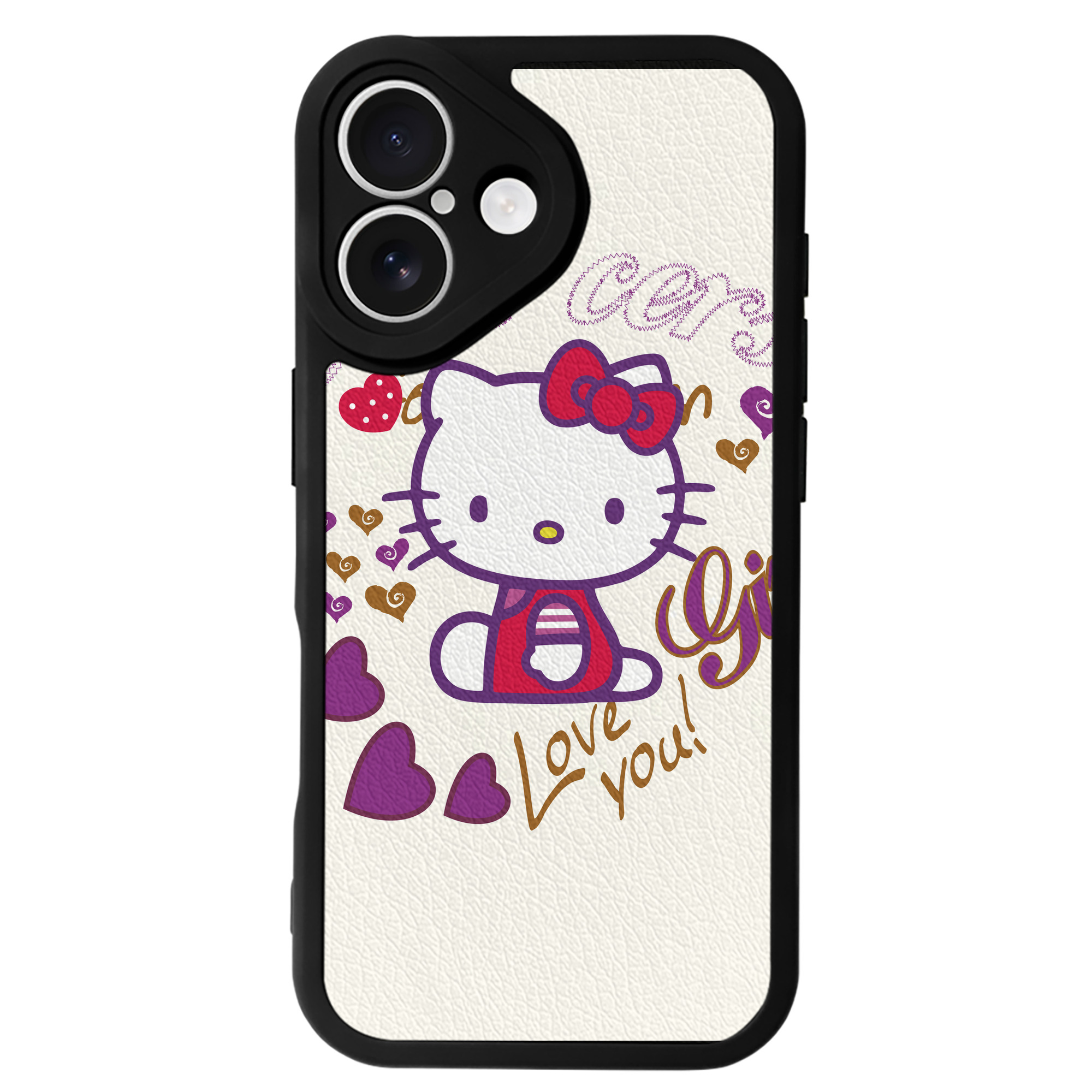 （画像用） Hello Kitty ハローキティ 【iPhone 16シリーズ対応】シリコンスマホケース（レザー調） 材質：シリコン